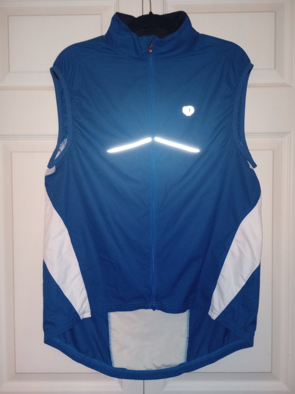 2014 Pearl Izumi Men's Blue White Lightweight Wind Cycling Vest Back Pocket L